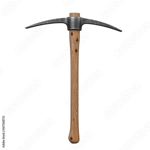 Vintage mining pickaxe tool isolated on transparent background