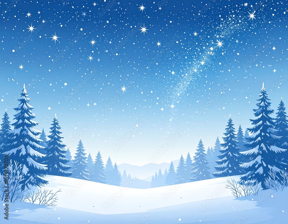 Obraz premium Frosty Night Sky Illustration with Sparkling Stars