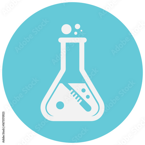 Dynamic science lab beaker icon with bubbling liquid for scientific research design