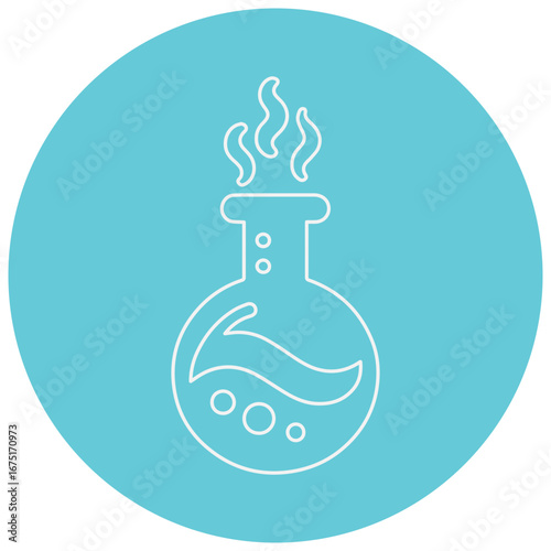 Modern alchemy lab flask with stylized smoke for scientific innovation and design