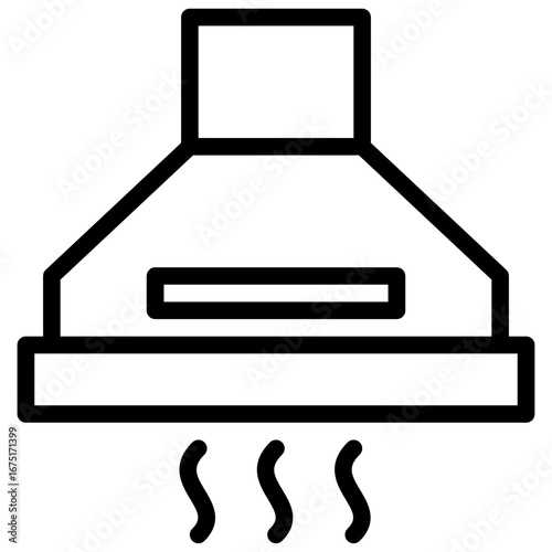 Smoke Extraction Icon, Black And White Outline Icon Vector.