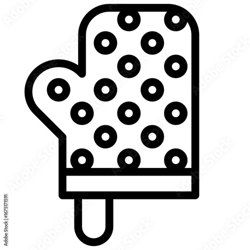 Oven Glove icon, Black And White Outline Icon Vector.