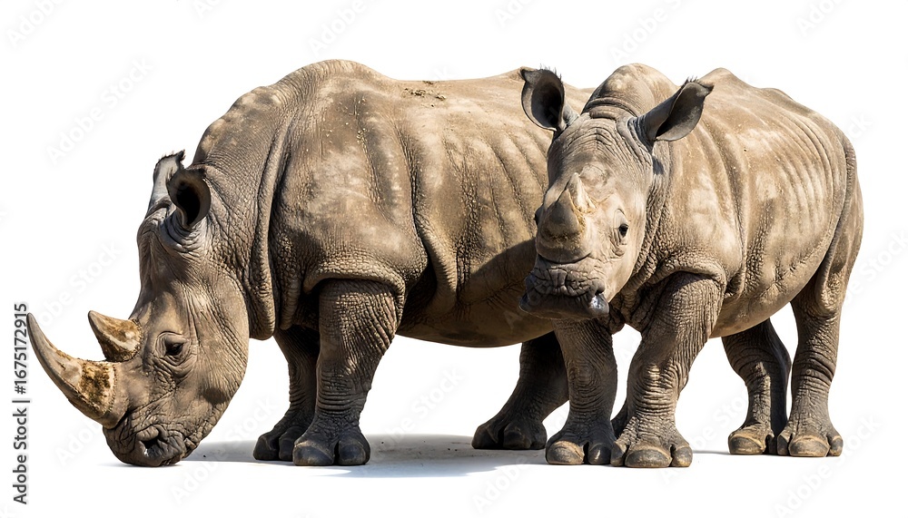 Obraz premium Two white rhinos side by side