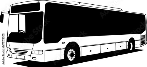 a black and white silhouette of a bus on a white background, public bus