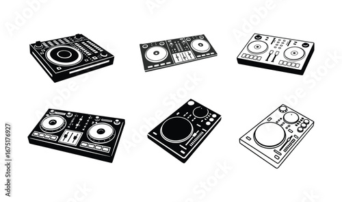 A Variety of Black and White DJ Controller Designs for Electronic Music.