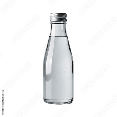 Wallpaper Mural Clear Glass Bottle with Transparent Liquid and Metallic Cap on White Background Torontodigital.ca