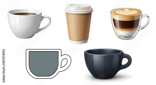 Collection of Realistic and Vector Coffee Cups and Mugs