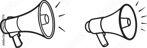 Hand-Drawn Megaphone Doodle Vector Illustration  Isolated on White