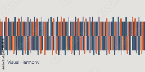 Abstract arrangement of vertical colored bars with rounded ends on a light background surface