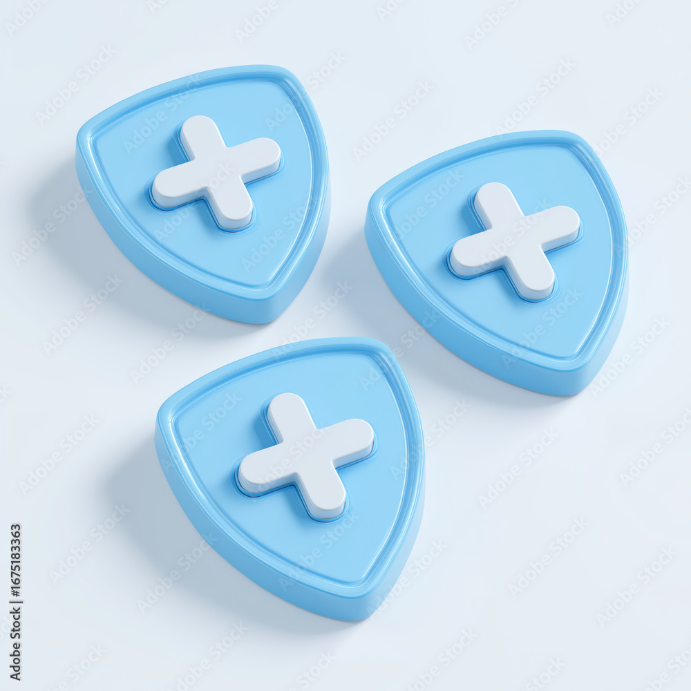 Fototapeta premium Secure your health with this modern medical shield icon, symbolizing protection and wellness for a brighter future.