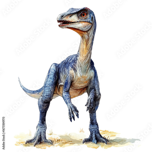 watercolor vector of Troodon, isolated on a white background.