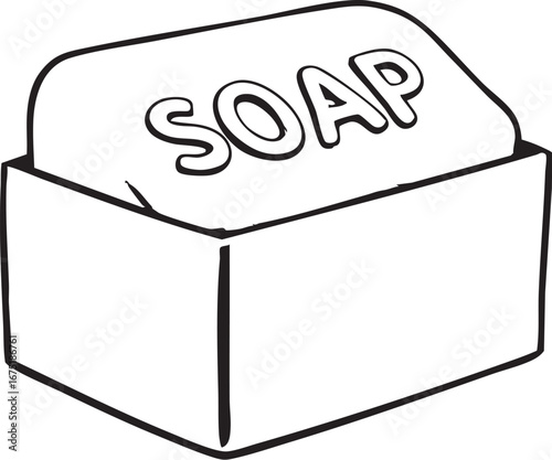 Simple Soap Bar in Box Line Art Vector Illustration