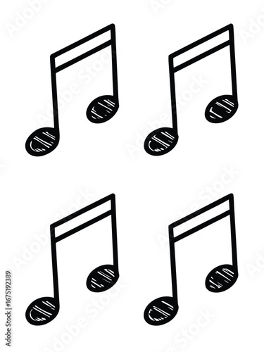 Hand Drawn Music Notes on White Background Artistic Representation of Sound and Harmony Musical Symbols and Melodic Inspiration