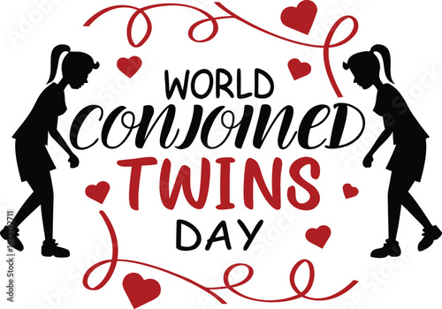 World Conjoined Twins Day Design. International Conjoined Twins Illustration. Global Conjoined Twins Awareness Art. Conjoined Twins Day Event Graphic. Conjoined Twins Health Awareness Poster
