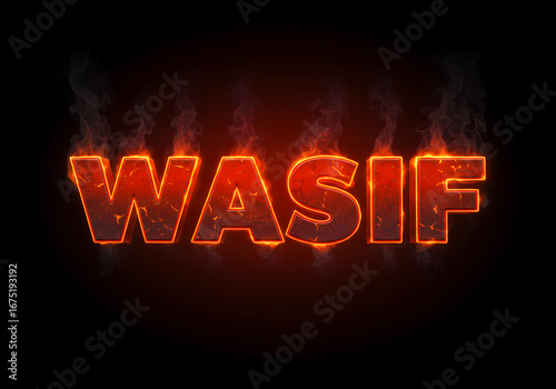 WASIF Text in Fiery Flames on Black Background | Hot Typography for Graphic Design, Branding, and Gaming