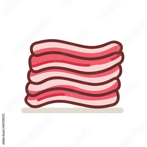 meat, isolated, food, pork, bacon, white, red, pile, 