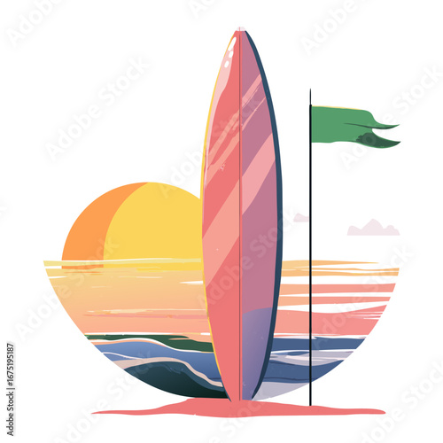 surf, surfboard, surfing, beach, vector, summer, 