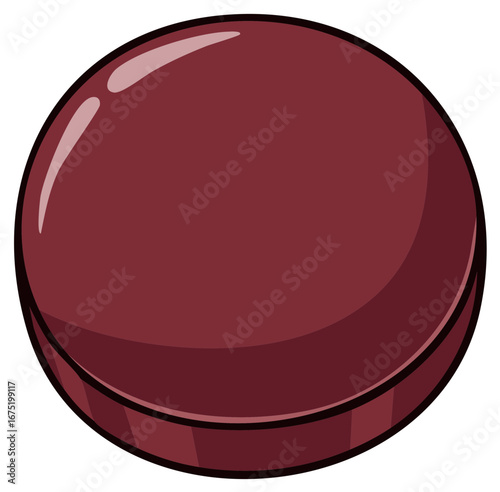 Stylized Glossy Reddish-Brown Round Object or Candy Icon Isolated Illustration