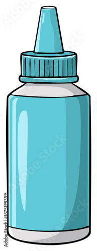 Teal Eye Drop Bottle with Applicator Tip on White Background
