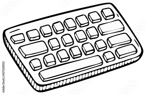 Keyboard Outline Illustration of Keys, Button Surface, and Technology Equipment