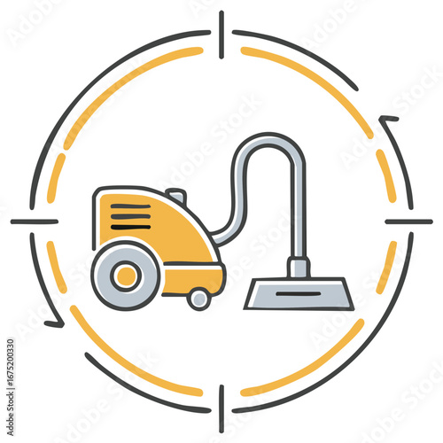 Industrial cleaning vector graphic with vacuum cleaner machine and target