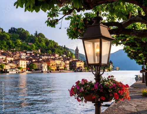 Wallpaper Mural Lakeside village at sunset Torontodigital.ca