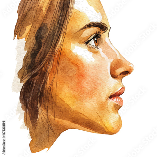 Sun-kissed Skin, watercolor vector, isolated on a white background.