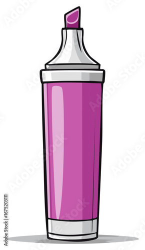 Magenta Highlighter Pen Illustration, Drawing, Marking Text, Stationery Supply, Office Supplies