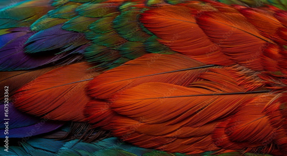 Fototapeta premium Multicolored bird feather texture