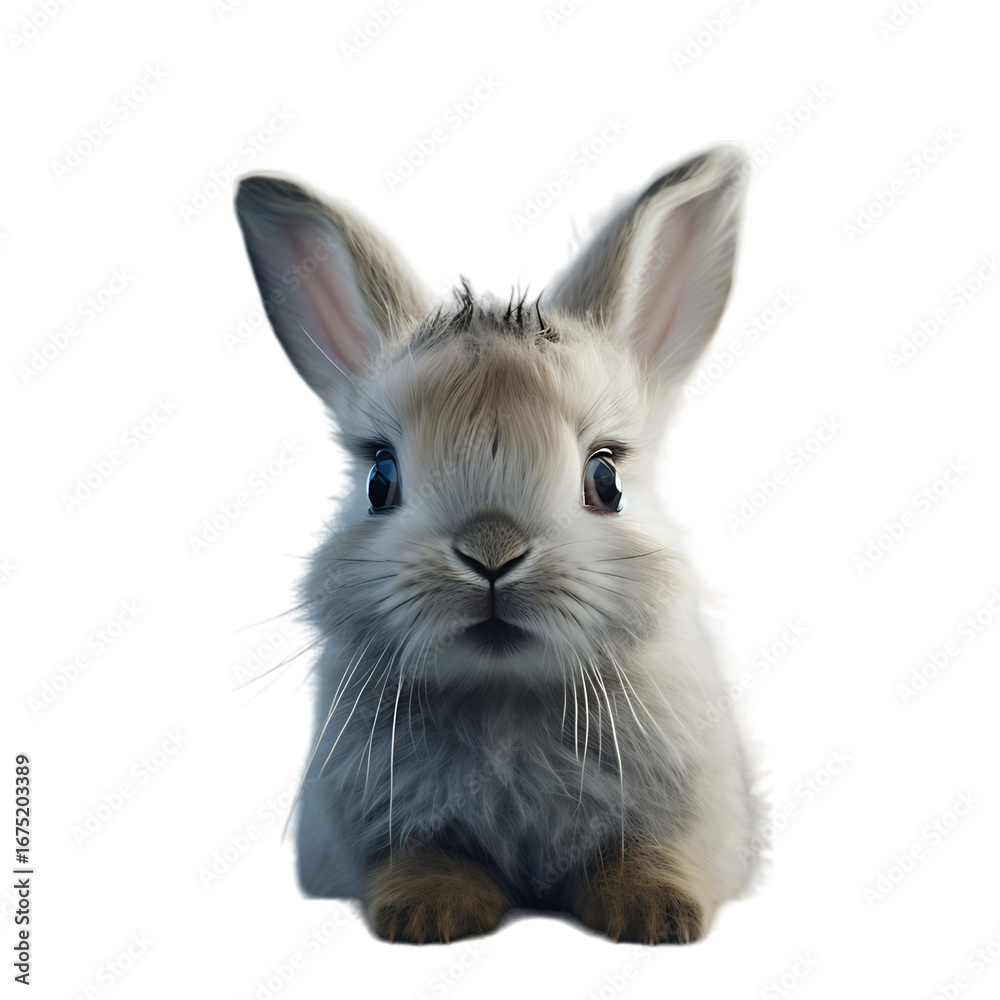 Fototapeta premium Adorable bunny rabbit portrait close up for animal lovers and pet enthusiasts seeking cute animal pictures | png cutout isolated on transparent backddrop