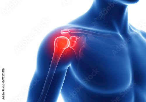 Isolated illustration of shoulder joint pain for health care awareness and medical therapy