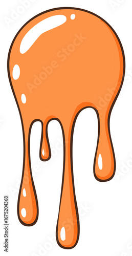 Orange Slime Blob Dripping with Smooth Texture and Highlights