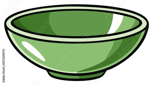 Simple Green Cartoon Style Empty Bowl Kitchen Utensil Illustration