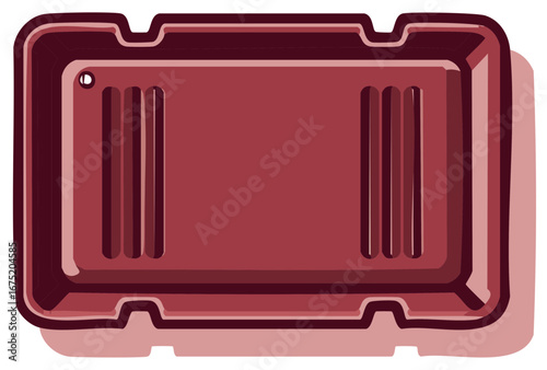 Empty red plastic food tray for a cafeteria school lunch or self service restaurant