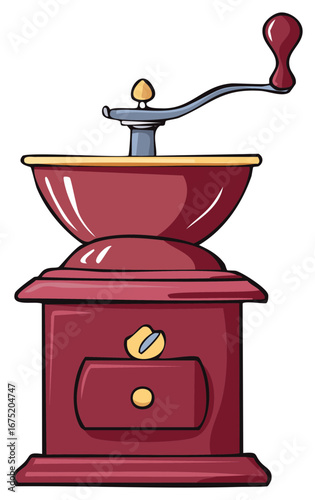 Maroon Manual Coffee Grinder with Handle Hand Crank for Grinding and Brewing