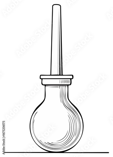 Medical enema bulb syringe in a vintage style, retro illustration
