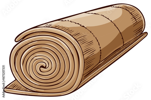 Rolled Yoga Mat Illustration Exercise Pilates Fitness Workout Equipment Recreation Sport Training Gym Mats