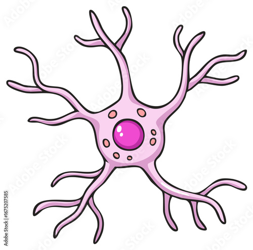 Cartoon Neuron Cell Illustration for Science and Healthcare Education