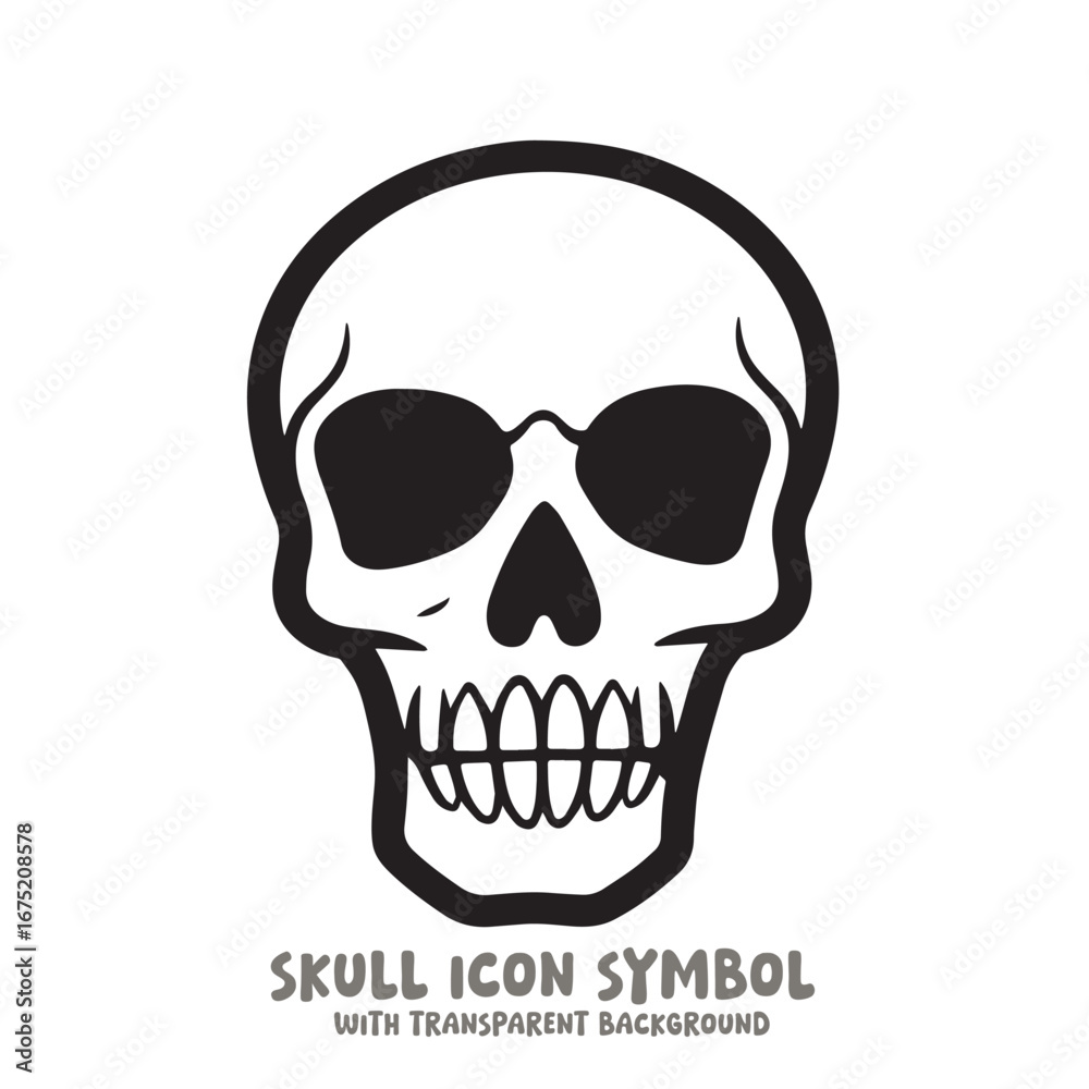 Fototapeta premium Skull Icon Symbol Vector Illustration in Black and White
