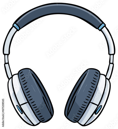 Stylish Over-Ear Headphones with Blue and White Accents