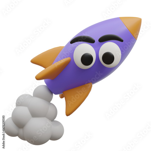 3D rocket spacecraft ready for launch