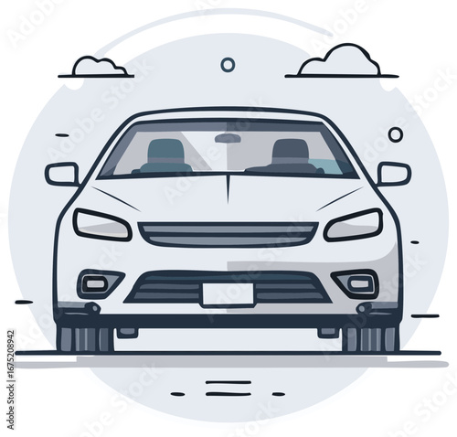 Modern car front view vector illustration. Automotive transport and travel concept icon.