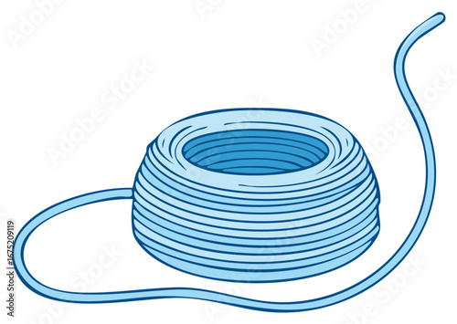 Vibrant Blue Coiled Rope Vector Illustration Clean Design Element for Utility