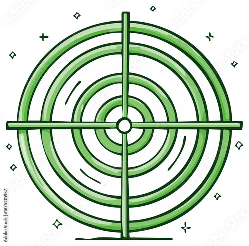 Green target with crosshairs and circles, aiming, precision concept
