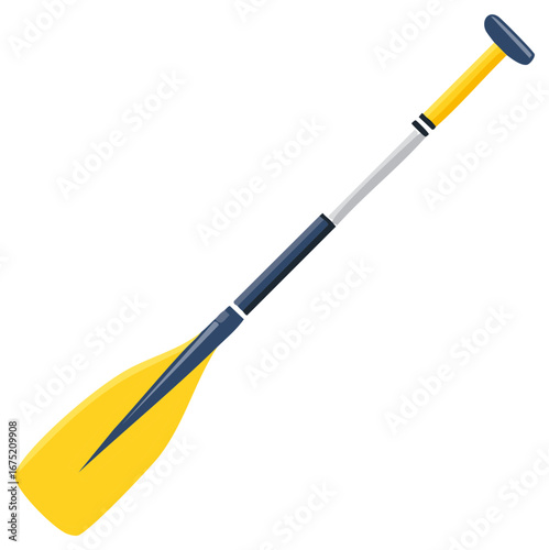 Bright Yellow Paddle with Blue and Gray Accents for Kayaking or Canoeing