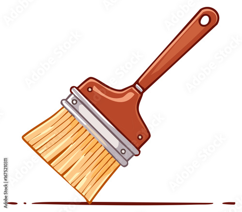 Cartoon paint brush drawing a line, home improvement concept illustration