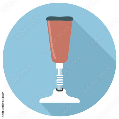 Illustration of an artificial leg prosthesis in a flat design, disability concept