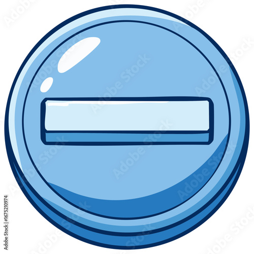 Blue Minus Sign Symbol Button Icon Illustration