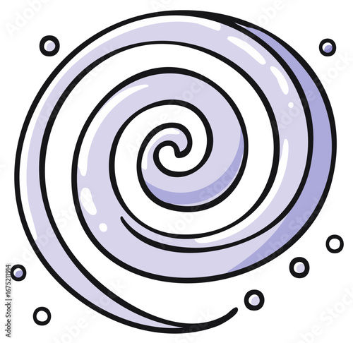 Stylized Vortex with Bubbles, Cartoon Whirlpool, Swirling Water Design Element