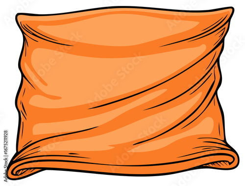 Cartoon Orange Cushion Illustration. Soft Pillow for Sleep or Decoration.